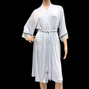A PEA IN THE POD Knee Length Maternity Robe Powder Blue Sz SMALL